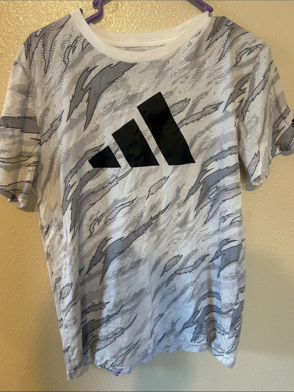 adidas White & Black Graphic Logo Tee